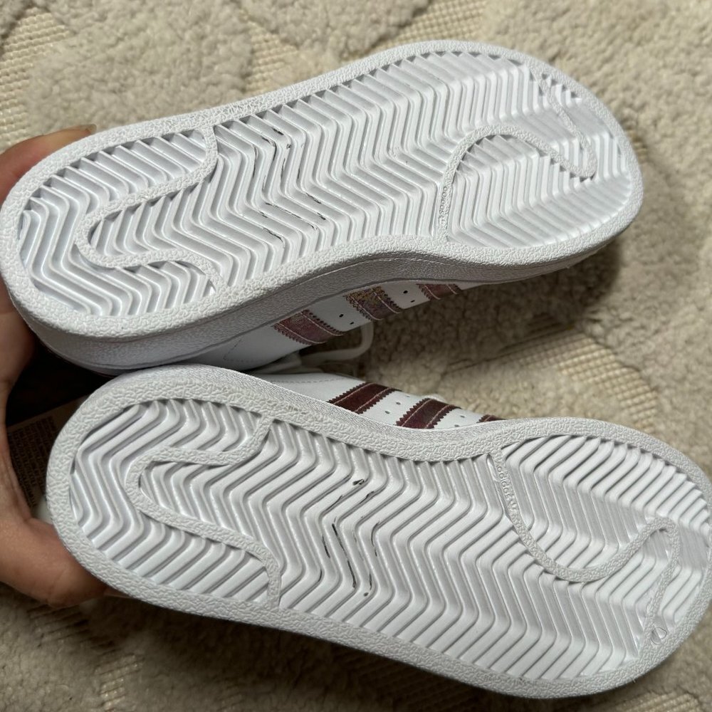 adidas ortholite girls pink shimmer Lace‎ Up Superstar Crib Sneaker Shoes NWT 13 - Picture 6 of 9